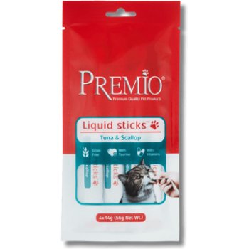 חטיף נוזלי פרמיו דליקט טונה וצדפות לחתול - כל אריזה 56